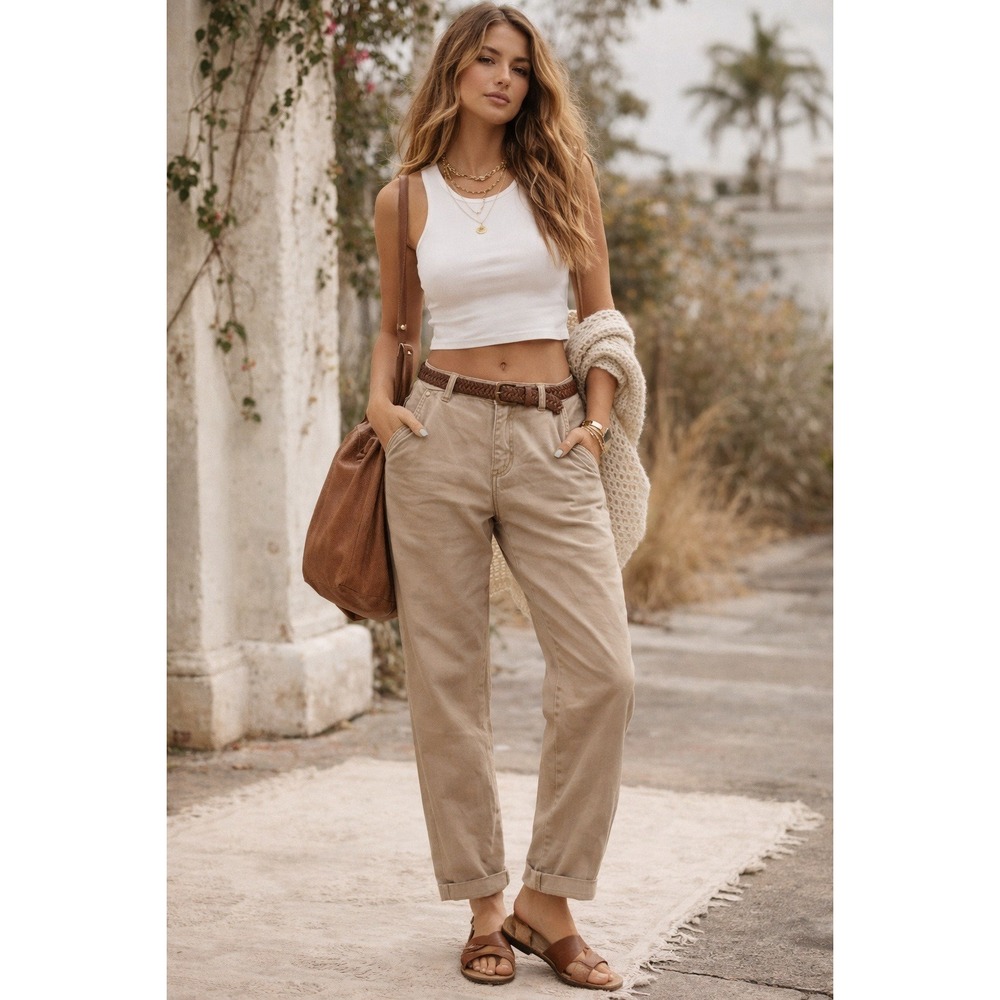 Pendleton Straight Leg Chino Khaki Pants Womens Sz 16 Preppy Minimalist Cotton